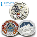 Made in china custom design your own metal zinc alloy colorful enamel silver plated 3D dragon challenge coin for souvenir